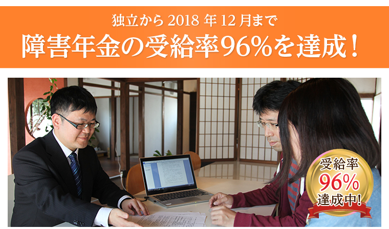 障害年金の受給率１００％を達成！